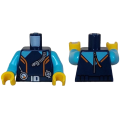 Lego NEW - Torso Diving Suit with Orange Stripes Medium Azure Panels Belt with Silver~ [Dark Blue]