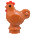 Lego NEW - Chicken Wide Base with Molded Red Comb and Wattle and Printed Black Eyes~ [Dark Orange]