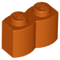 Lego NEW - Brick Modified 1 x 2 with Log Profile~ [Dark Orange]