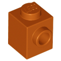 Lego NEW - Brick Modified 1 x 1 with Stud on Side~ [Dark Orange]