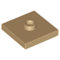 Lego NEW - Plate Modified 2 x 2 with Groove and 1 Stud in Center (Jumper)~ [Dark Tan]