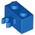 Lego Used - Brick Modified 1 x 2 with Open O Clip Thick (Vertical Grip)~ [Blue]