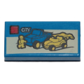 Lego NEW - Tile 1 x 2 with Groove with Lego Dune Buggy Transporter and 'CITY' Set BoxPatte~ [Blue]