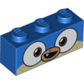 Lego NEW - Brick 1 x 3 with Dog Face Wide Dark Orange Eyes Medium Nougat Muzzle,Open Mouth~ [Blue]