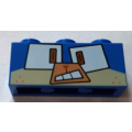 Lego NEW - Brick 1 x 3 with Dog Face Angry Mouth Open and Square Eyes Pattern(Puppycorn)~ [Blue]