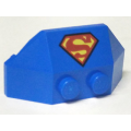 Lego NEW - Wedge 2 x 4 Triple with Superman 'S' Logo Pattern~ [Blue]