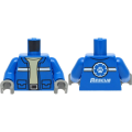 Lego NEW - Torso Jacket with Pockets White Stripes and Silver Belt Buckle and WildlifeResc~ [Blue]