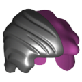 Lego Used - Minifigure Hair Messy Left Side with Black Swept Back Right Side Pattern(Tw~ [Magenta]