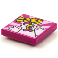 Lego NEW - Tile 2 x 2 with Groove with BeatBit Album Cover - Scared Chicken Pattern~ [Magenta]