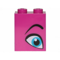 Lego NEW - Brick 1 x 2 x 2 with Inside Stud Holder with Medium Azure Eye and BlackEyebr~ [Magenta]