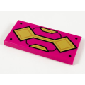 Lego NEW - Tile 2 x 4 with Gold Armor Plates and 4 Black Rivets Pattern~ [Magenta]