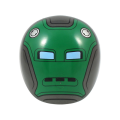 Lego NEW - Large Figure Armor Round Smooth with Green Robot Face with Bright Lig~ [Pearl Dark Gray]