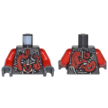 Lego NEW - Torso Ninjago Metallic Silver Armor with Clock and Large Red Snake wi~ [Pearl Dark Gray]