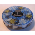 Lego Used - Turntable 6 x 6 x 1 1/3 Round Base Serrated with Trans-Medium Blue T~ [Pearl Dark Gray]