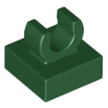 Lego NEW - Tile Modified 1 x 1 with Open O Clip~ [Dark Green]