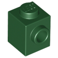 Lego NEW - Brick Modified 1 x 1 with Stud on Side~ [Dark Green]