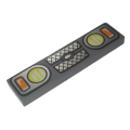 Lego NEW - Tile 1 x 4 with Yellow and Orange Headlights and Grille Pattern~ [Dark Bluish Gray]