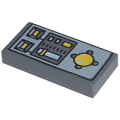 Lego NEW - Tile 1 x 2 with Groove with Vehicle Control Panel Pattern~ [Dark Bluish Gray]