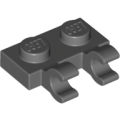 Lego NEW - Plate Modified 1 x 2 with 2 Open O Clips (Horizontal Grip)~ [Dark Bluish Gray]