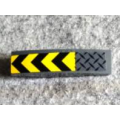 Lego Used - Slope Curved 4 x 1 with Black and Yellow Chevrons and Dark Bluish G~ [Dark Bluish Gray]