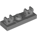 Lego NEW - Plate Modified 1 x 3 with 2 Open O Clips on Top~ [Dark Bluish Gray]