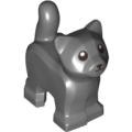 Lego NEW - Dark Bluish Gray Cat Baby Kitten Standing with Black Mouth Nose and Eyes with White
