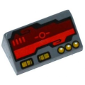 Lego NEW - Slope 30 1 x 2 x 2/3 with Dark Red Horizon Screen and Gold Switches ~ [Dark Bluish Gray]