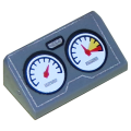 Lego NEW - Slope 30 1 x 2 x 2/3 with 2 Gauges and Silver Outline Pattern~ [Dark Bluish Gray]