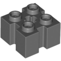 Lego Used - Brick Modified 2 x 2 with Grooves and Axle Hole~ [Dark Bluish Gray]