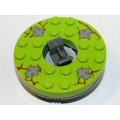 Lego Used - Turntable 6 x 6 x 1 1/3 Round Base with Lime Top with Dark Bluish G~ [Dark Bluish Gray]