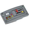 Lego Used - Slope Curved 4 x 2 with Levers Radio and Buttons Pattern (Sticker) ~ [Dark Bluish Gray]