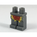 Lego Used - Hips and Legs with Red and Yellow Explosion Pattern~ [Dark Bluish Gray]
