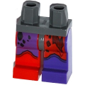 Lego NEW - Hips and 1 Dark Purple Left Leg 1 Red Right Leg with Tattered Red an~ [Dark Bluish Gray]