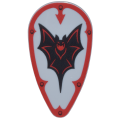 Lego NEW - Minifigure Shield Ovoid with Black and Red Bat and Border with Arro~ [Light Bluish Gray]