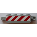 Lego Used - Hinge Brick 1 x 4 Locking 9 Teeth with Red and White Danger Stripe~ [Light Bluish Gray]