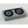 Lego NEW - Tile 1 x 2 with Groove with Black Tape Reels Pattern~ [Light Bluish Gray]
