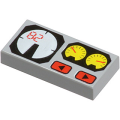 Lego Used - Tile 1 x 2 with Red 82 Yellow and White Gauges Pattern~ [Light Bluish Gray]