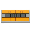 Lego Used - Tile 2 x 4 with Bright Light Orange and Gray Rectangles and Black ~ [Light Bluish Gray]