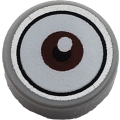 Lego NEW - Tile Round 1 x 1 with White Eye with Centered Reddish Brown Iris Pa~ [Light Bluish Gray]
