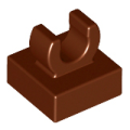 Lego NEW - Tile Modified 1 x 1 with Open O Clip~ [Reddish Brown]