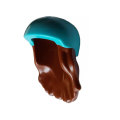 Lego NEW - Mini Doll Hair Combo Hair with Hat Long with Molded Medium Azure Bicycl~ [Reddish Brown]