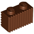 Lego Used - Brick Modified 1 x 2 with Grille / Fluted Profile~ [Reddish Brown]