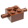 Lego NEW - Brick Modified 2 x 2 with Pins and Axle Hole~ [Reddish Brown]