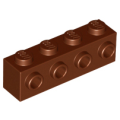 Lego NEW - Brick Modified 1 x 4 with Studs on Side~ [Reddish Brown]