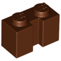 Lego NEW - Brick Modified 1 x 2 with Groove~ [Reddish Brown]