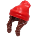 Lego NEW - Minifigure Hair Combo Hair with Hat 2 Braids over Shoulders with Molded~ [Reddish Brown]