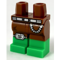 Lego NEW - Hips and Legs with Green Boots Silver Belt Chain and Right Knee ArmorP~ [Reddish Brown]