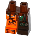 Lego NEW - Hips and 1 Dark Brown Left Leg with Green Armor and Knee Belt 1 Orange~ [Reddish Brown]