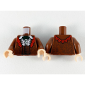 Lego NEW - Torso Robe and Vest with Red Lapel White Ruffled Shirt and Dark Green B~ [Reddish Brown]