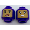 Lego NEW - Minifigure Head Dual Sided Female Balaclava with Medium Nougat Face,Blac~ [Dark Purple]
